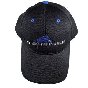 Ryker Fishing Gear cap Black Adjustable Baseball hat Blue Embroidered Marlin